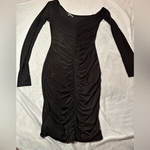 Elegant Black Ruched Dress